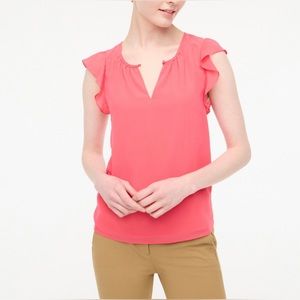NWT J. Crew Plus Size Flutter Sleeve Keyhole Top